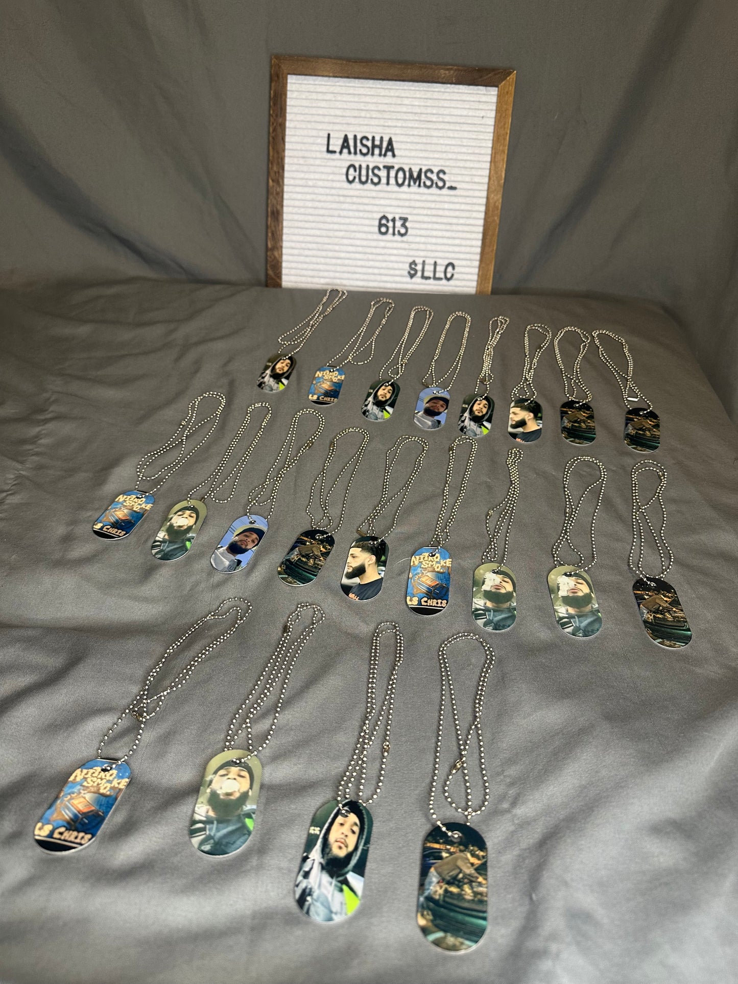 Tag necklace double sided