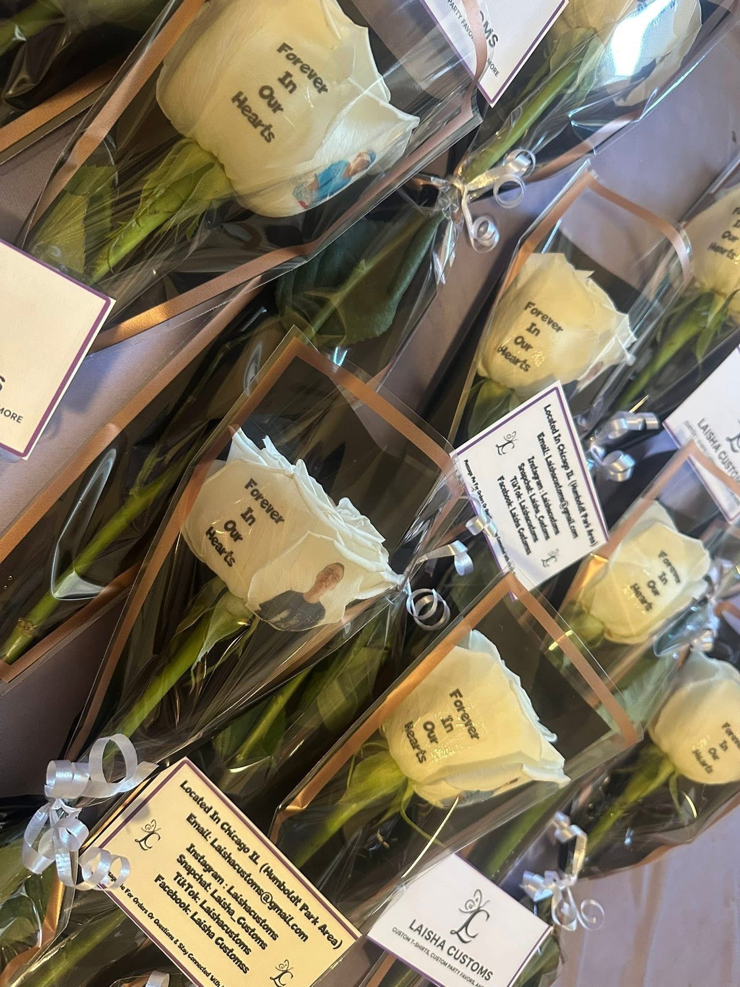 6 custom photo roses