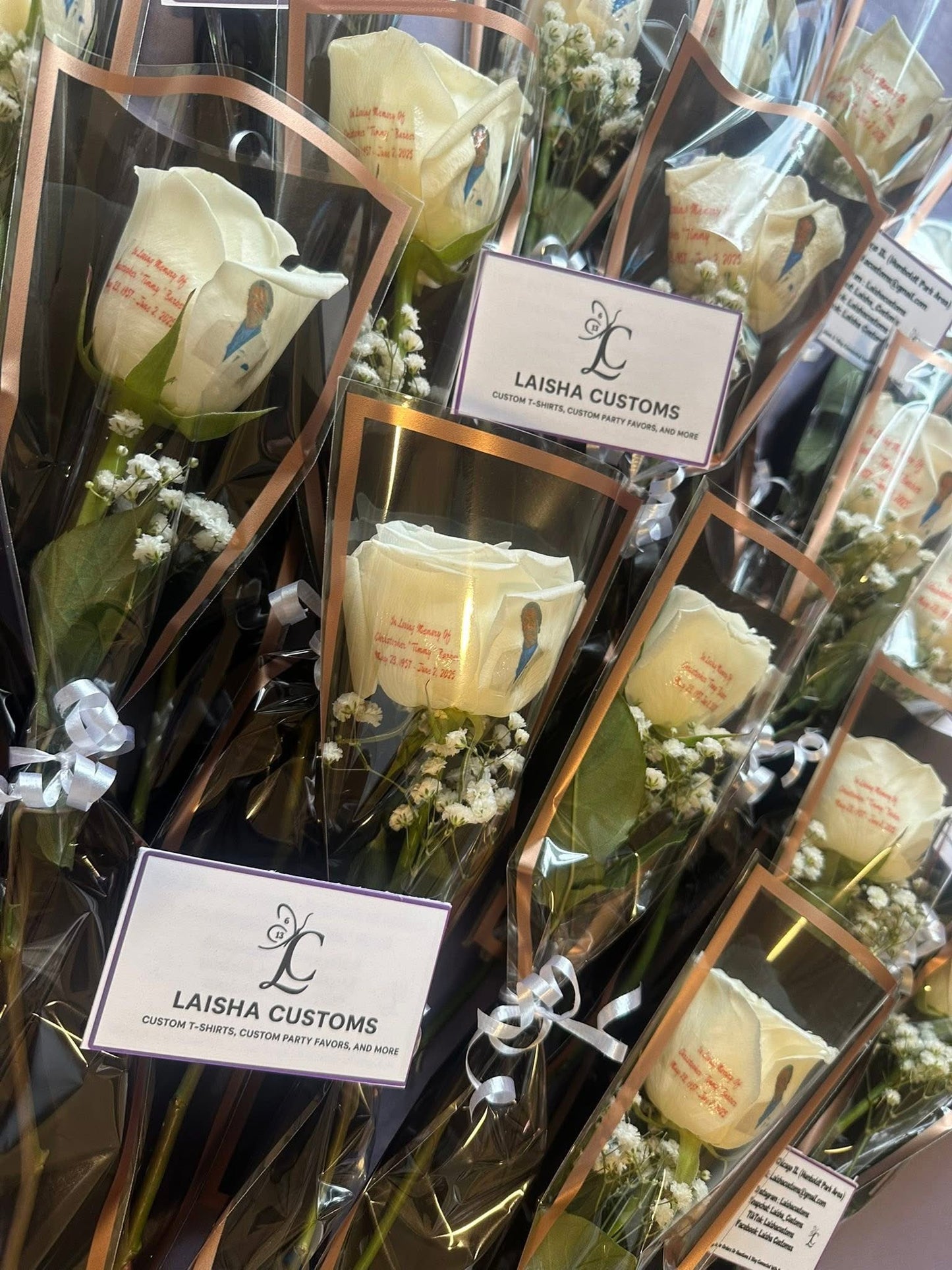 6 custom photo roses