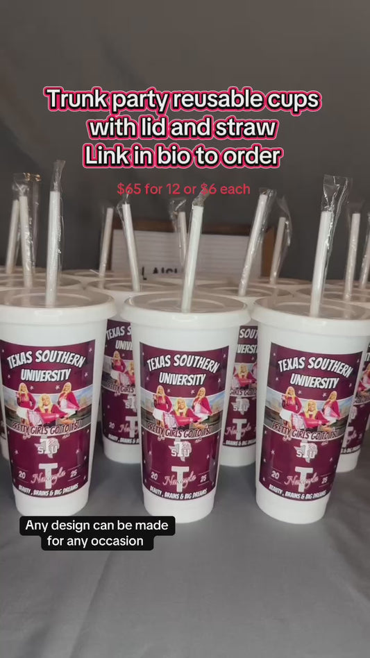 Reusable cups with lid and straw (12 count)